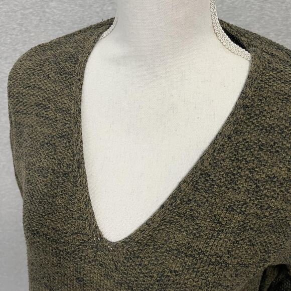 H&M Conscious Sweater Womens Small Green V Neck Knit Pullover Long Sleeve Casual - Picture 2 of 11